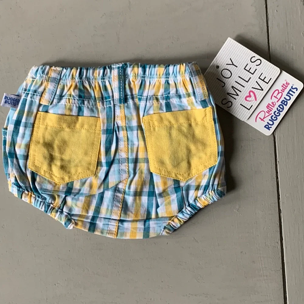 Rugged Butts by Ruffle Butts Boys Seersucker Bloomer/Diaper Cover NWT size 0-3m